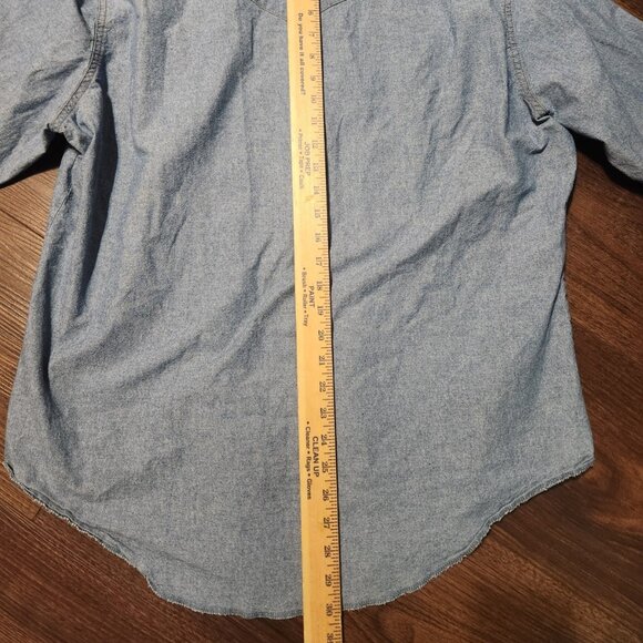 Wrangler Denim Chambray Pearl Snap mens  Button Up Shirt Size XL - Picture 7 of 8
